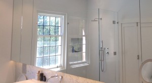 Frameless shower screen and mirror